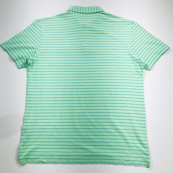 Peter Millar Seaside Wash Polo Shirt S/S Green Blue Striped Men's Size Large - Picture 2 of 11